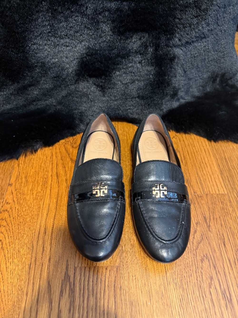 Black Tory Burch slip on loafers